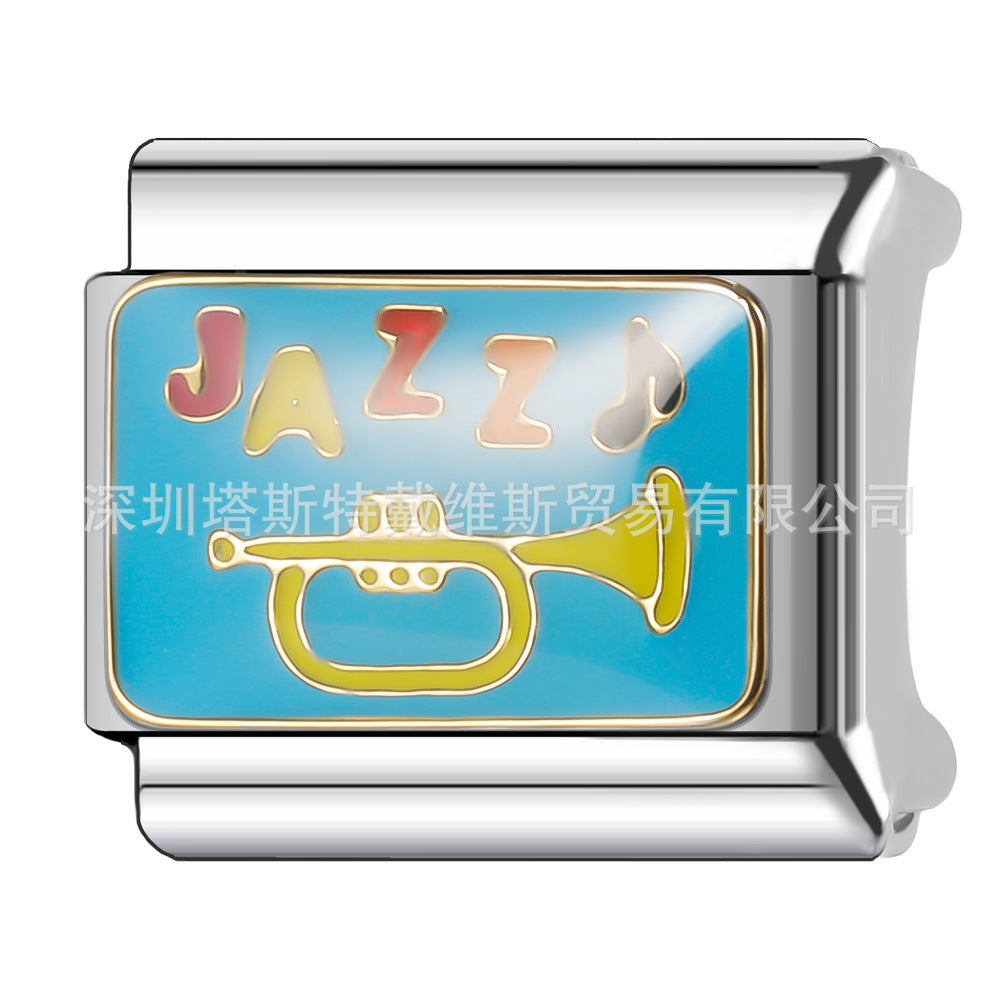 Wholesale 9mm Italian Charm Starter Bracelets DIY square Single Section Creative Stainless Steel Composable Bracelet