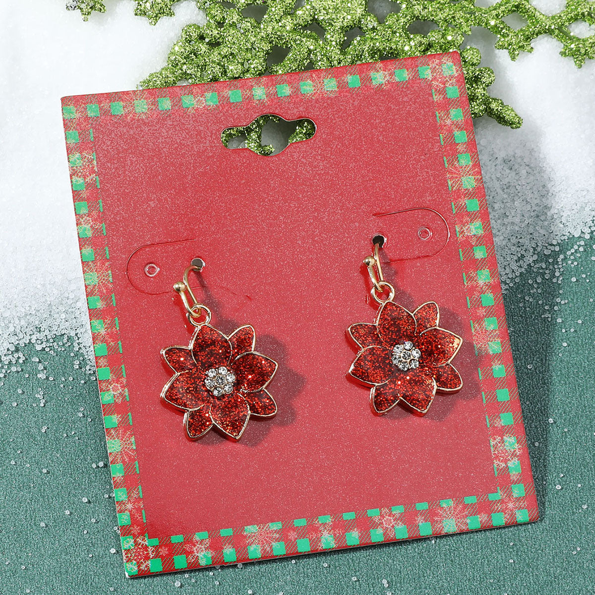 Wholesale Christmas Cute Alloy Oil Dripping Elk Snowflake Earrings ACC-ES-MY036