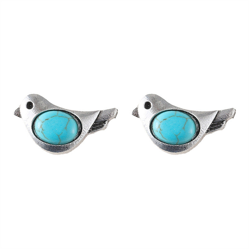 Wholesale  Creative Bird Earrings Inlaid Turquoise Vintage Earring