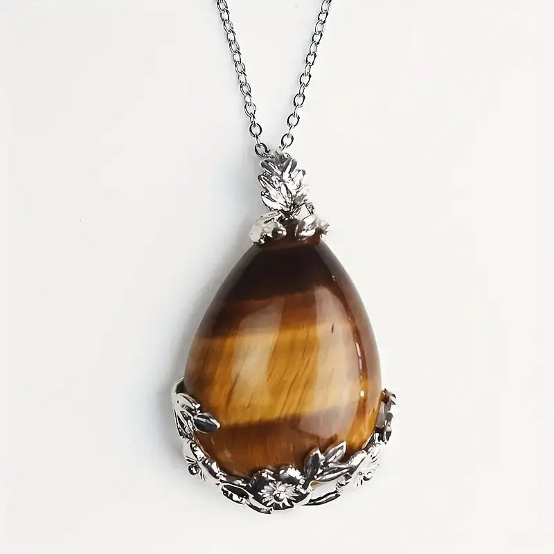 Wholesale Natural Amethyst Crystal Pendant Hexagonal Point Yoga Pendulum Retro Lace Water Drop Charm