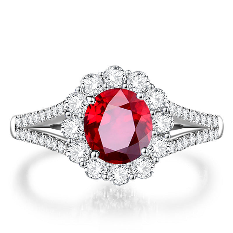 Wholesale Fashion Adjustable Imitation Ruby Cluster Ring Copper Jewelry Accessory