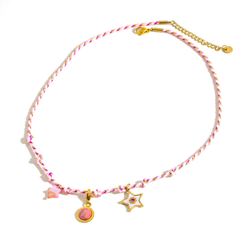 Wholesale Stainless steel Handmade Colorful Rope Necklace