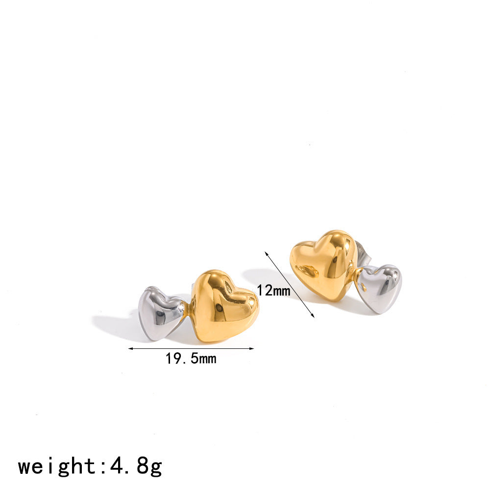 Wholesale Chic Star Heart Stud Earrings Colorful Diamond 18K Gold PVD Stainless Steel Fashion Accessory Party Gift