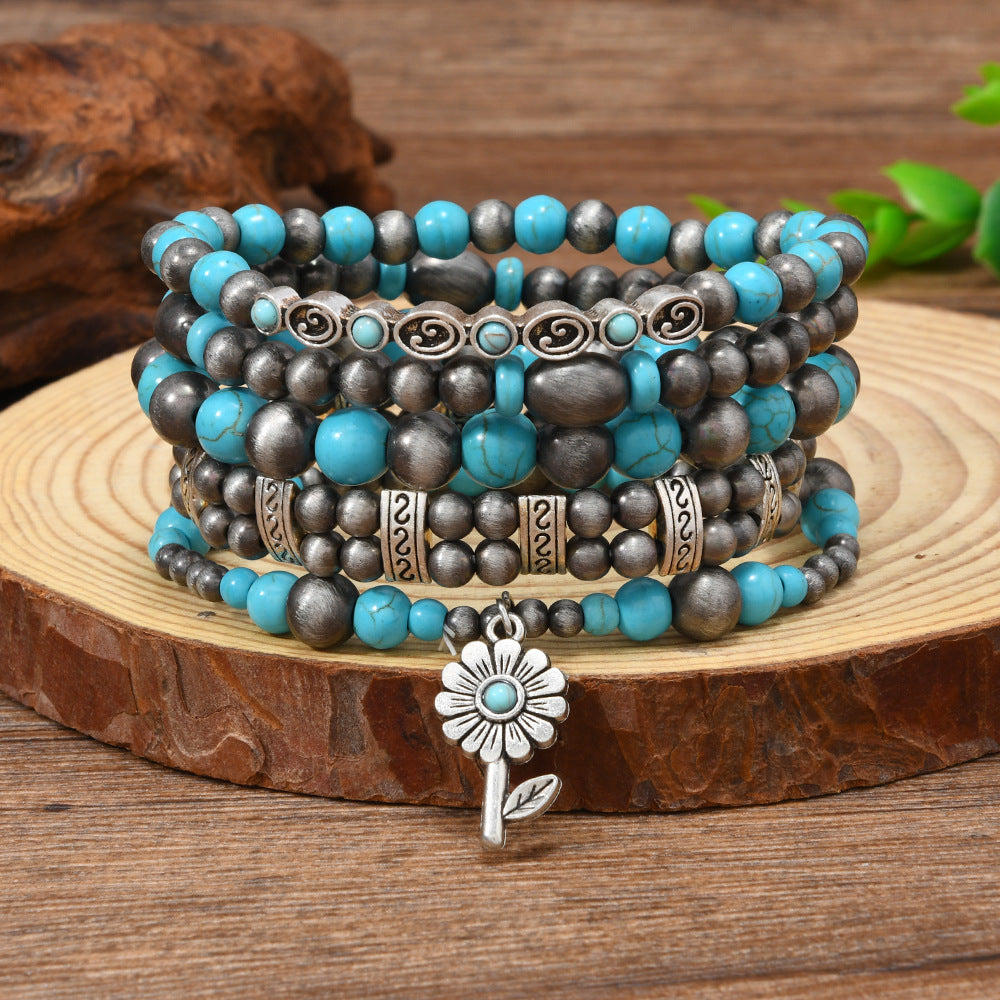 Wholesale Bohemian Turquoise Stackable Bracelet Set - Fashion Accessory for Everyday Wear