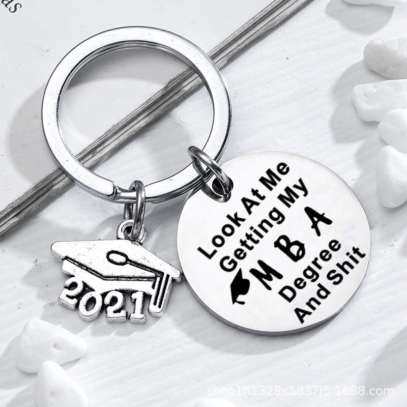 Wholesale Metal Keychain Graduation Season Doctor Hat Engraved Keychain ACC-KC-Chenz014