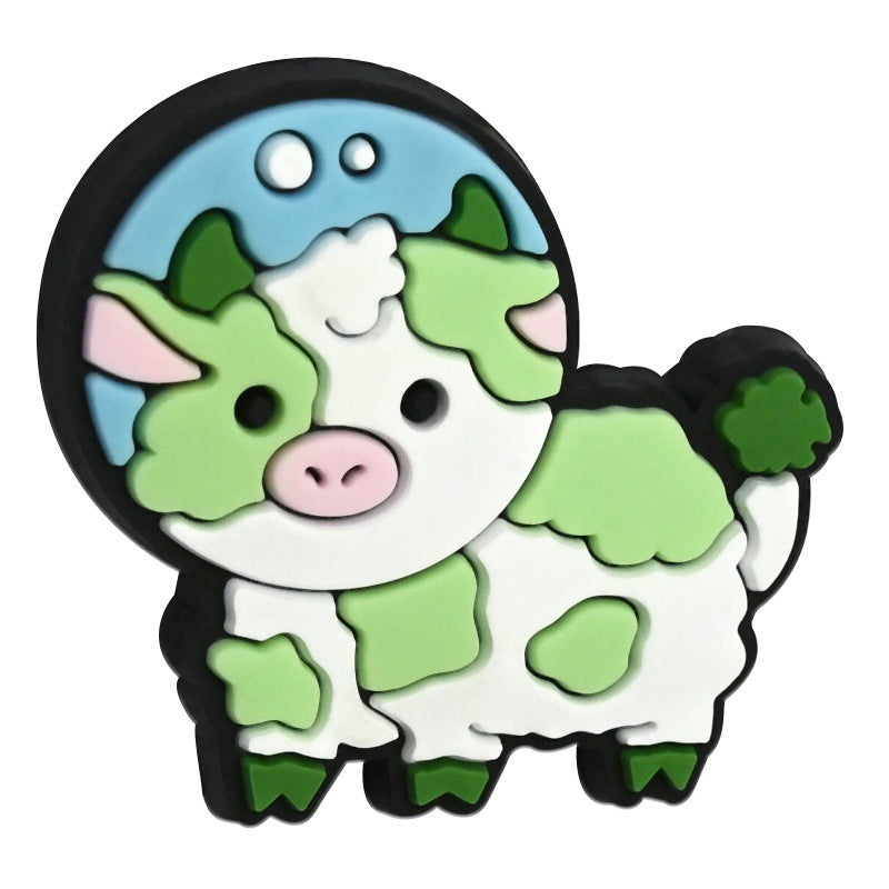 Wholesale Random 100pcs PVC Soft Rubber Colored Cow Series Focal Beads for DIY Beadable Pens