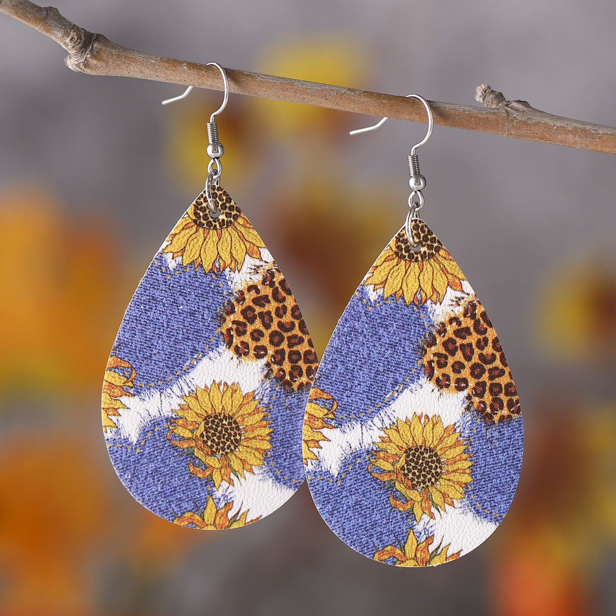 Wholesale Western Ethnic Style Cowboy Sunflower Water Drop Earrings ACC-ES-ChuLian140