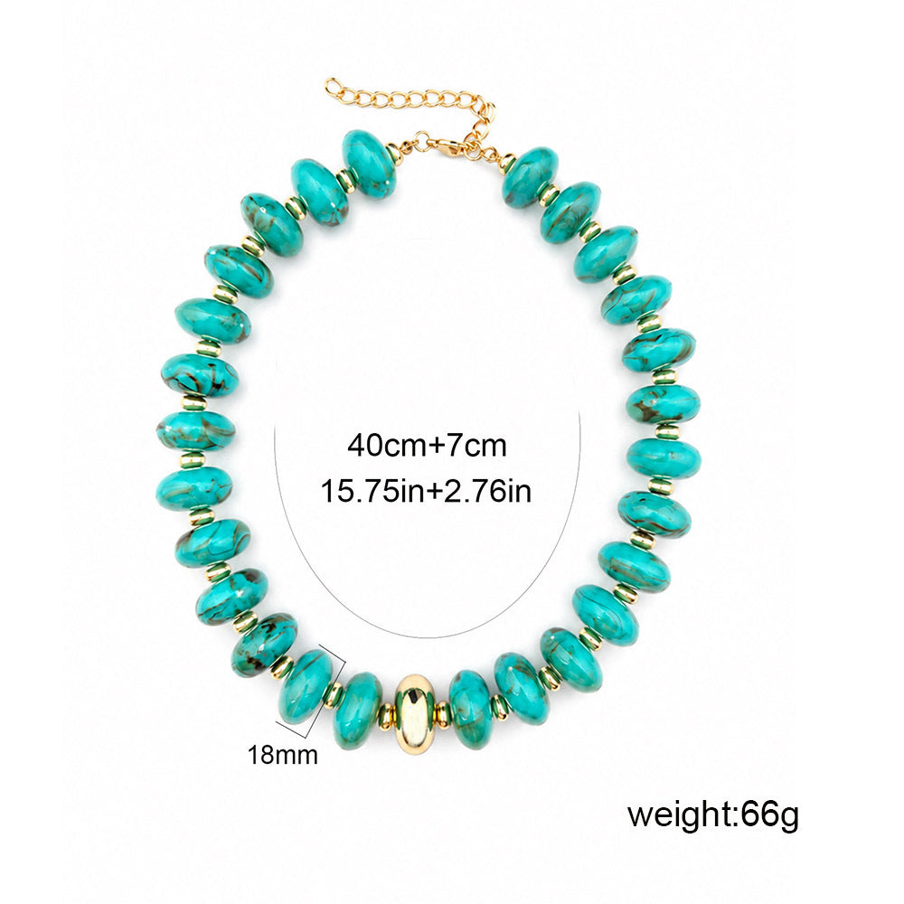 Wholesale Dopamine Color Acrylic Geometric Beaded Necklace Trendy Jewelry Gift for Women