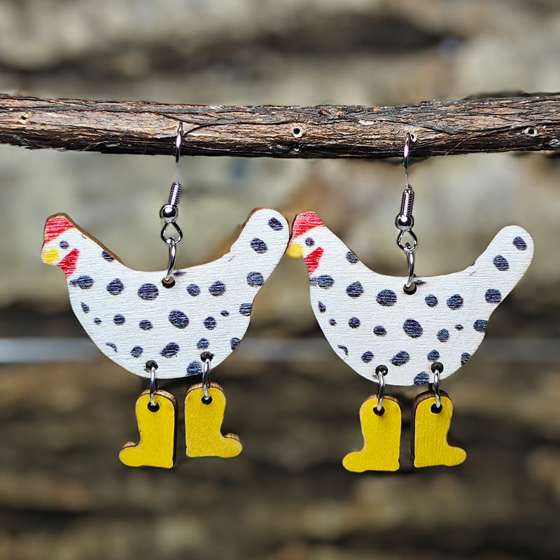 Wholesale Cute Chicken High Heels Polka Dot Double-Sided Stitching Earrings