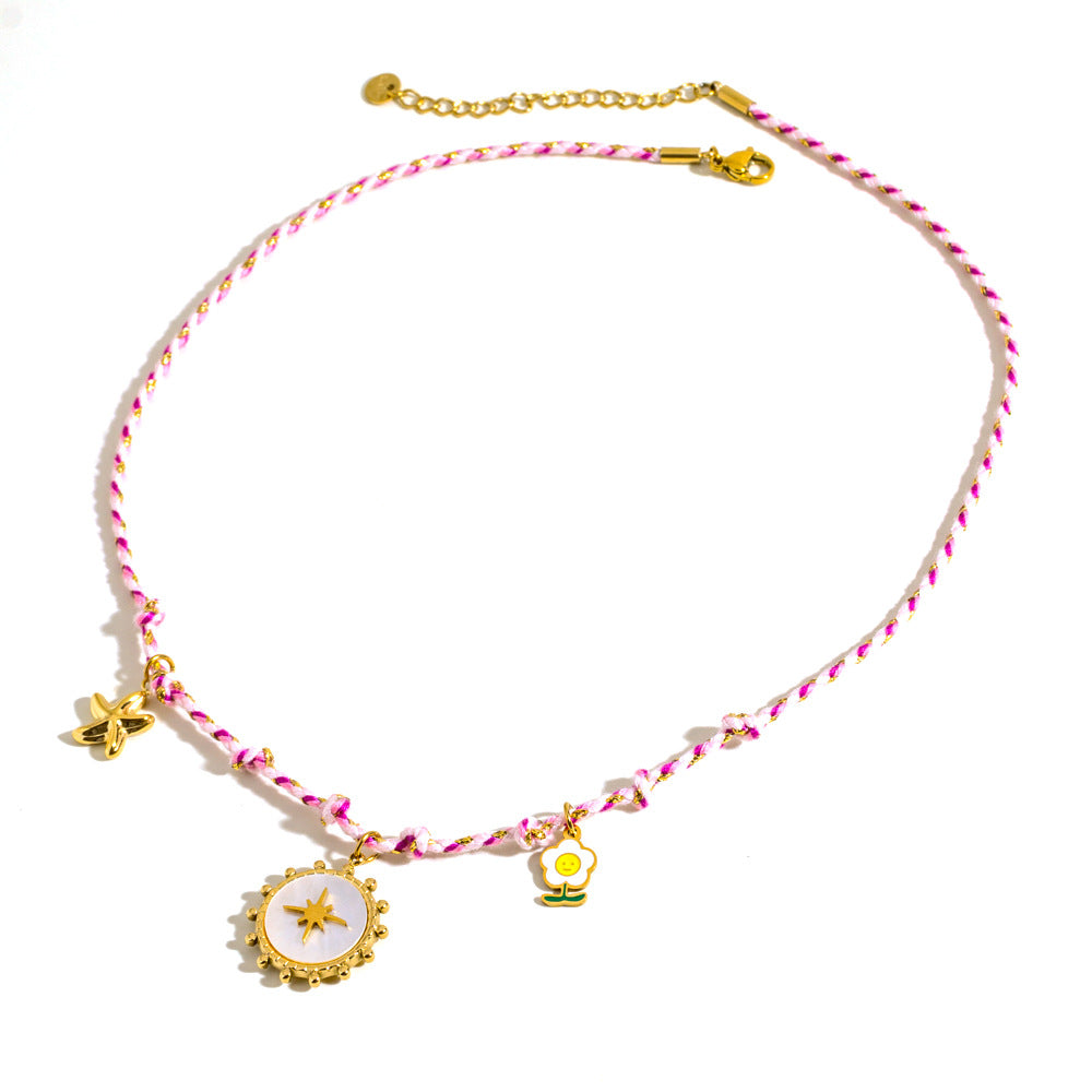 Wholesale retro stainless steel multi pendant ladies necklace