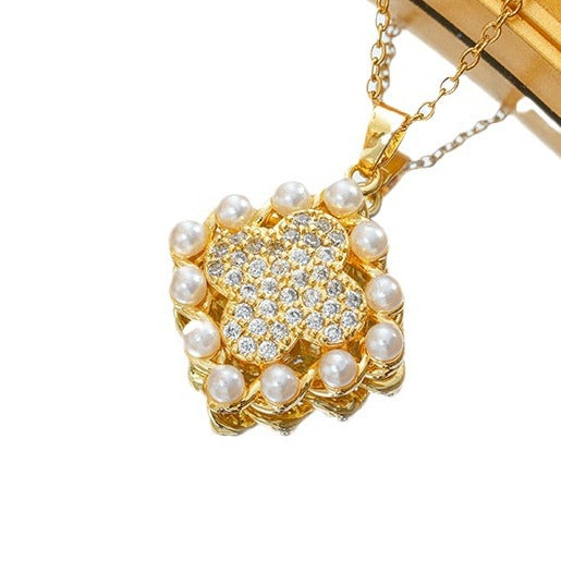 Wholesale Geometric Four-Leaf Clover Earring and Necklace Set - Fashion Jewelry Accessory Gift for Women