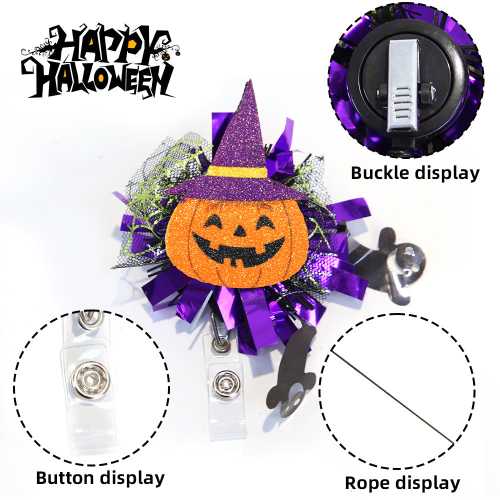 Wholesale Halloween Ghost Skull Glitter Badge Reels Keychains ACC-KC-ZhouHao001