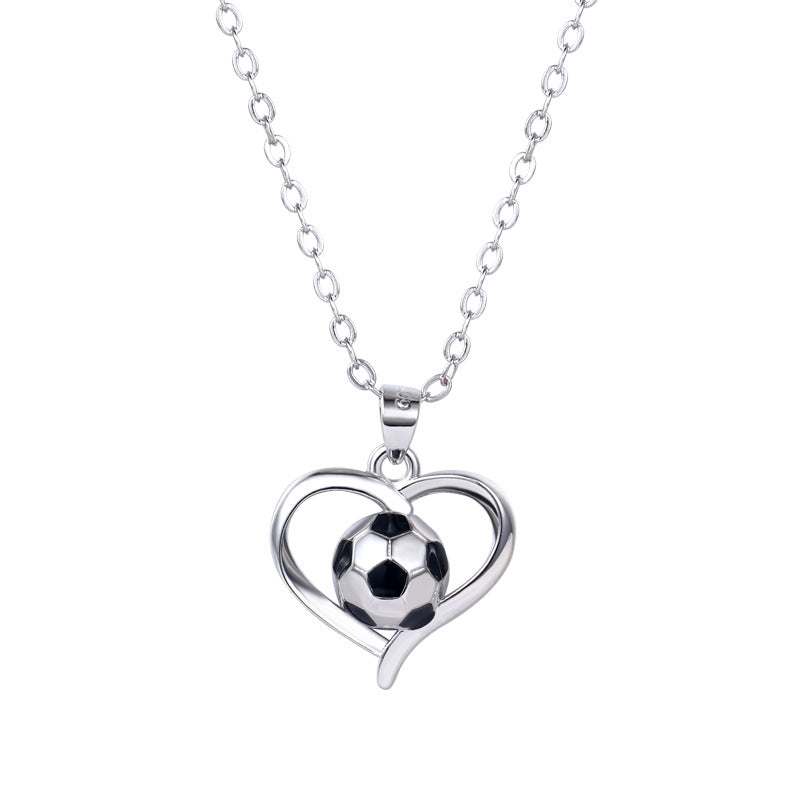 Wholesale football white copper heart shaped necklace