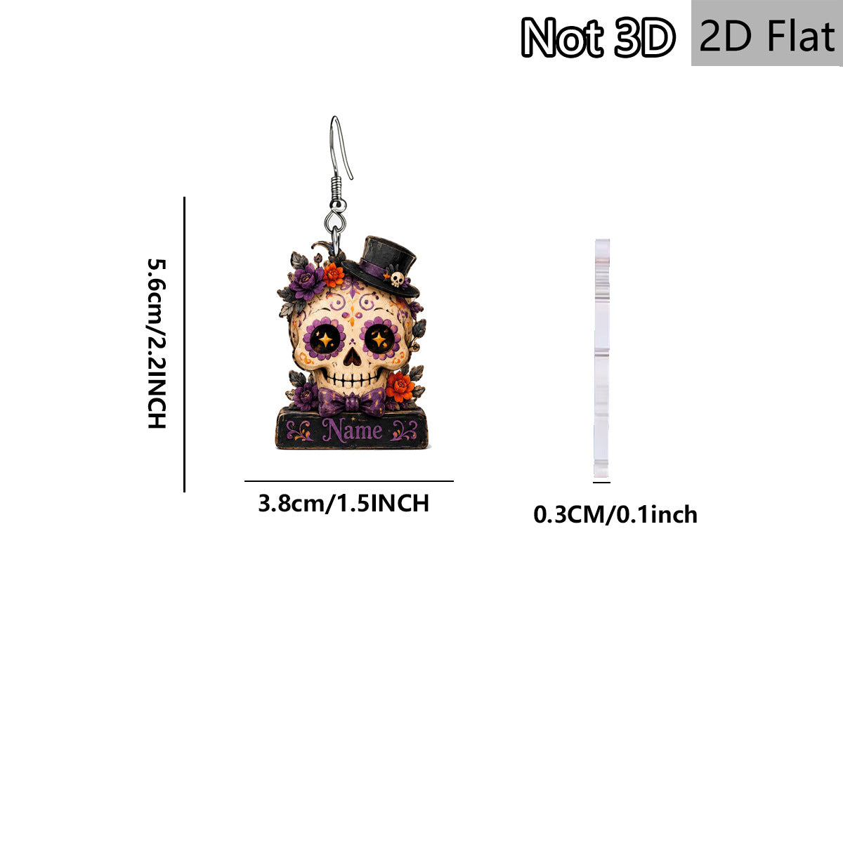 Wholesale Wooden Sugar Skull Earrings Top Hat Flower  Party Jewelry Accessory For Women