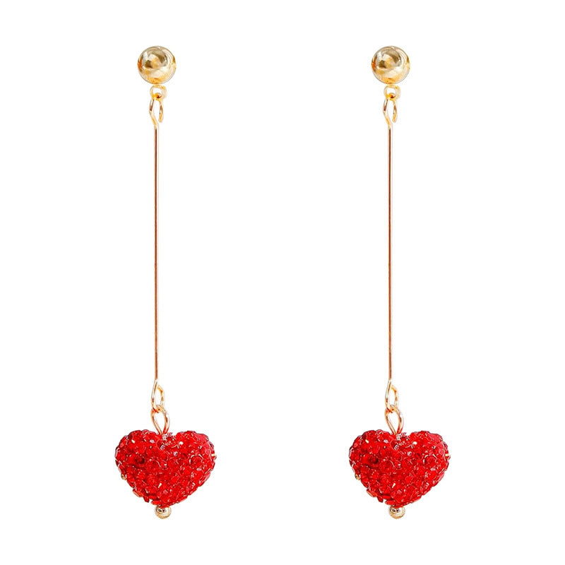 Wholesale European Style Heart Earrings with Diamond Accents Party Wear Gift Fashion Accessory