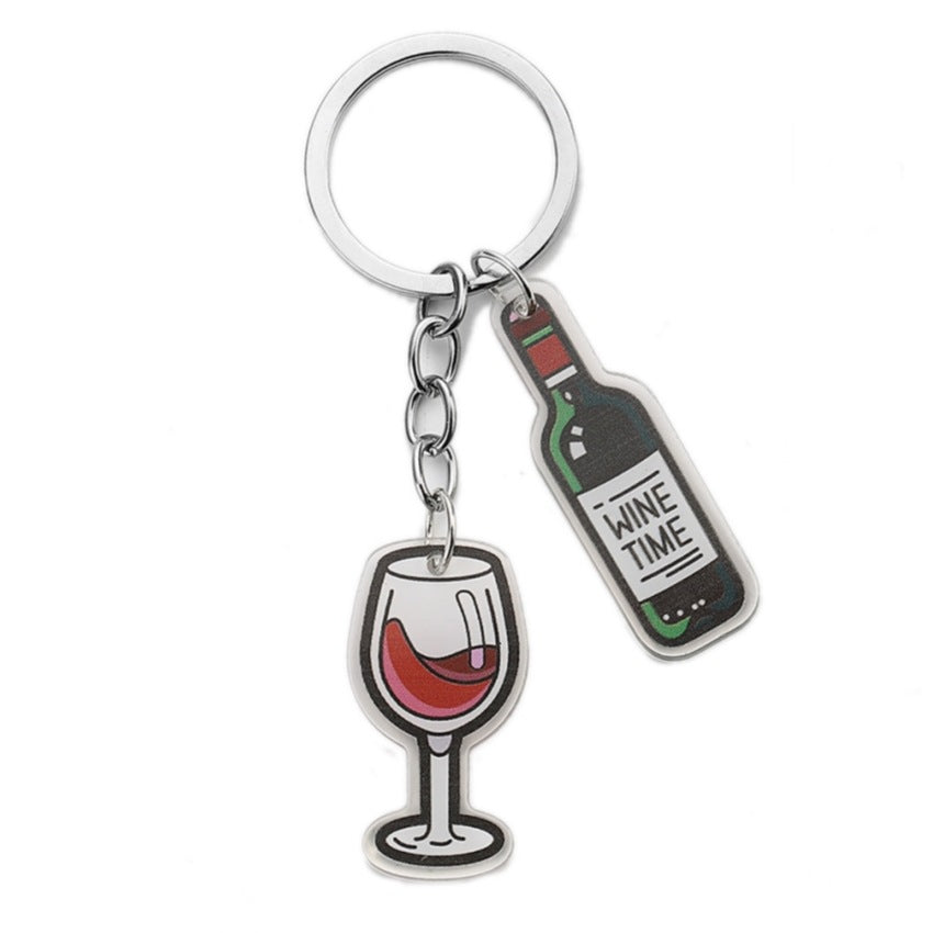 Wholesale Red Wine Glass Keychain  Cartoon Creative Cute Keychains