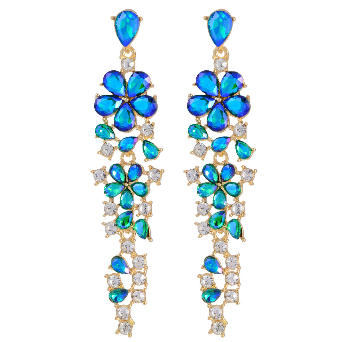 Wholesale Long Colorful Zircon Tassel Earrings Flower Earrings ACC-ES-YiN005