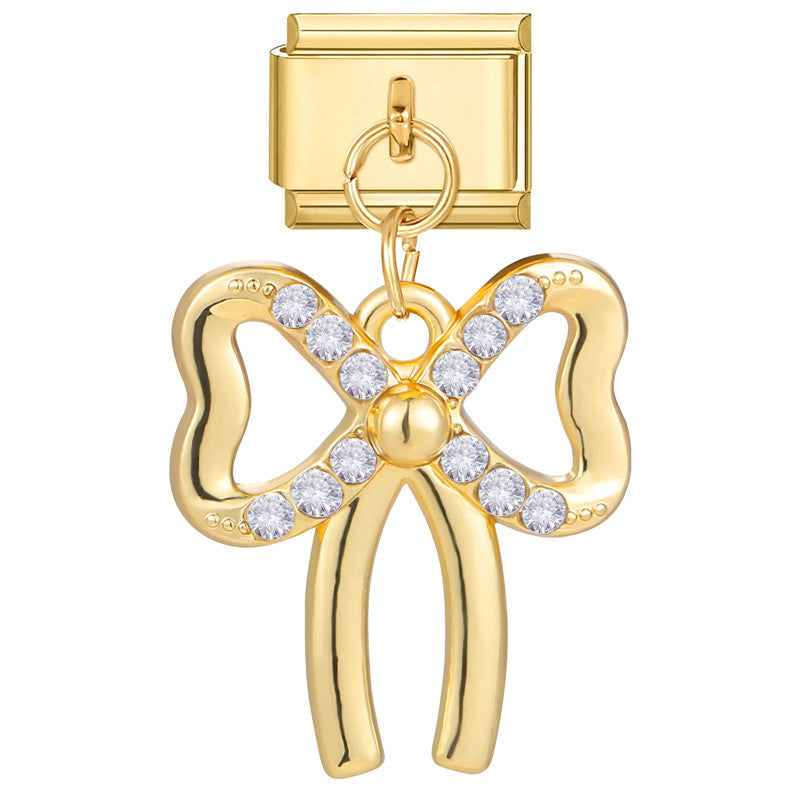 Bracelet de charme italien en gros 9 mm DIY Splicing Gold Star Heart Titanium Steel Bracelet composable