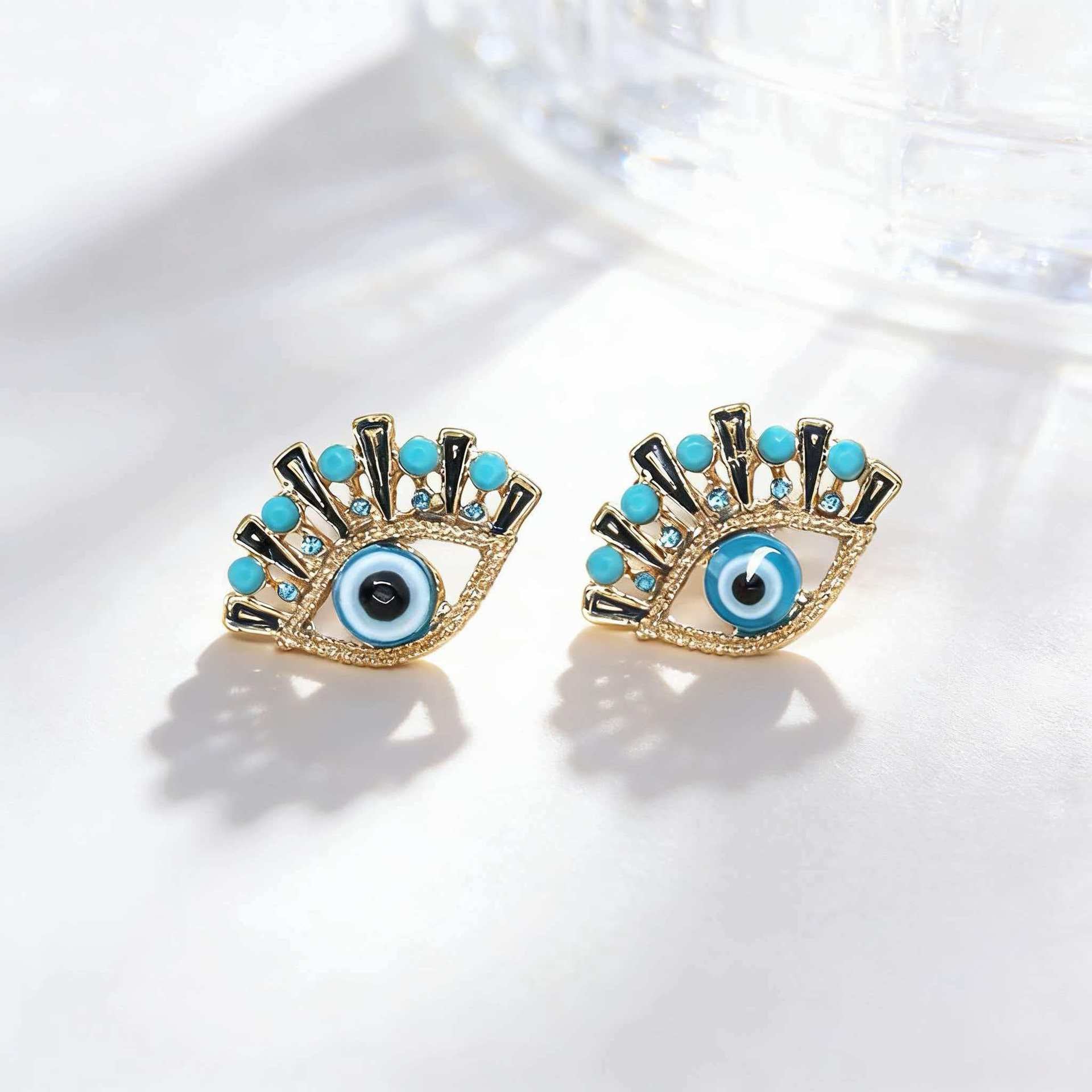 Wholesale Copper Evil Eye Zircon Earrings Trendy Fashion Accessory Boutique Resale