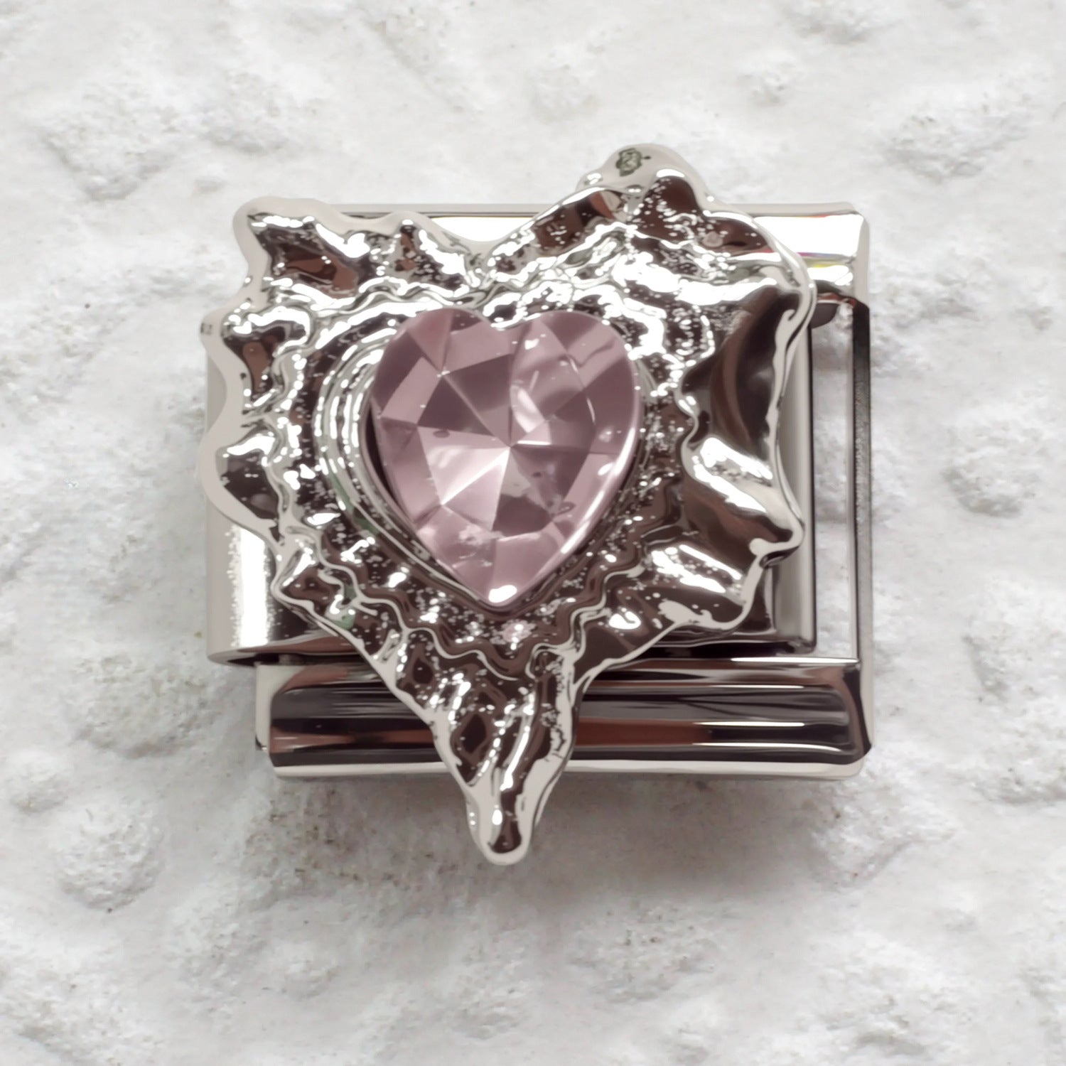 Wholesale Stainless Steel Pink Zirconia Italian Charm Bracelet Heart Shape DIY Accessory for Everyday Wear Gift