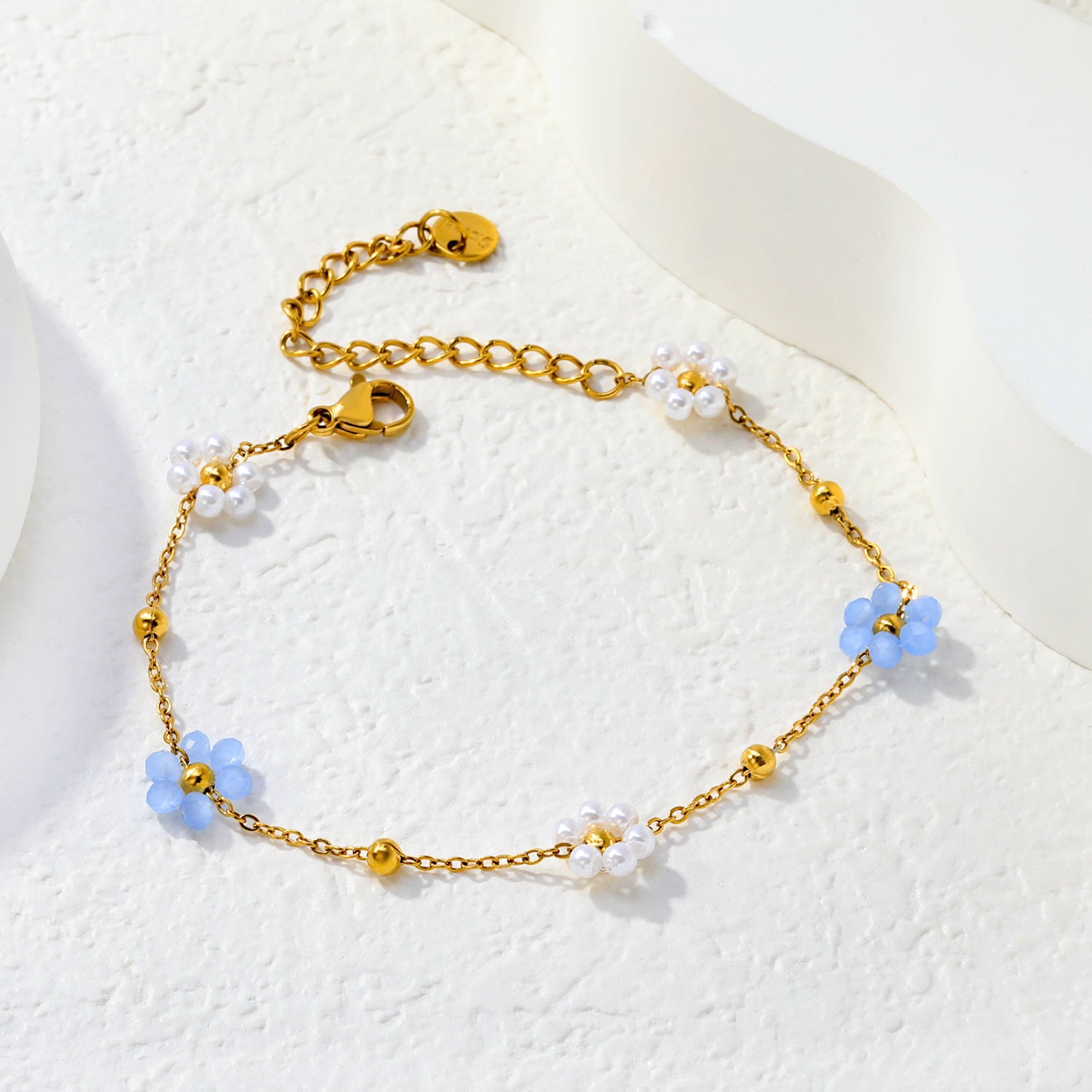 Wholesale Stainless Steel Colorful Pearl and Flower Clavicle Necklace