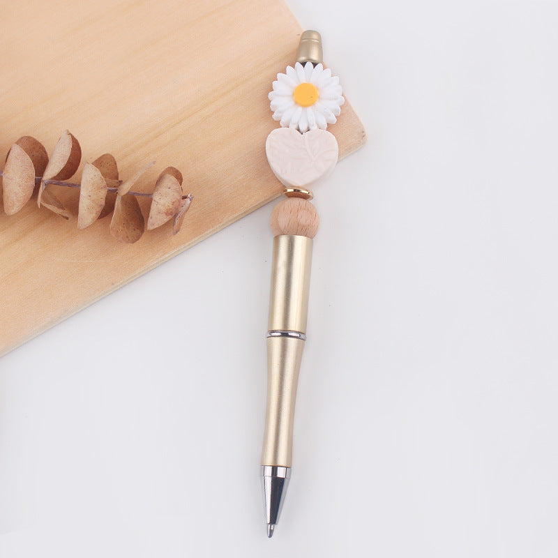 Wholesale beaded pen creative DIY cartoon daisy love silicone gum beaded pen