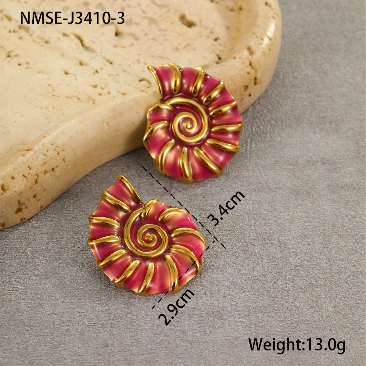 Wholesale  Marine Style  Conch Colorful Oil Dripping Stainless Steel Earrings Rings