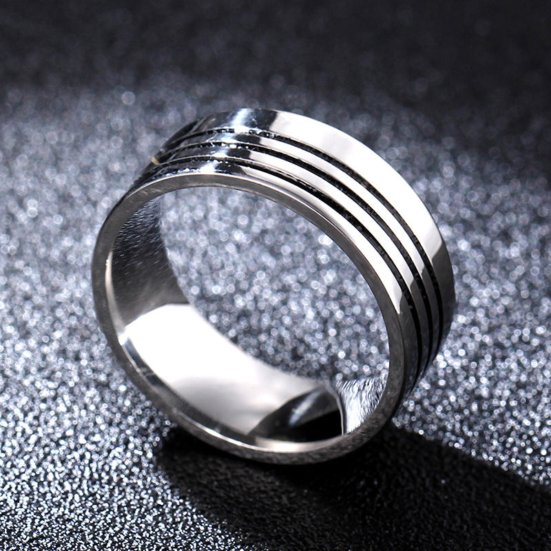 Wholesale 8mm Men's Titanium Steel Retro Fish Pattern Blackened Rings ACC-RS-GouYa005