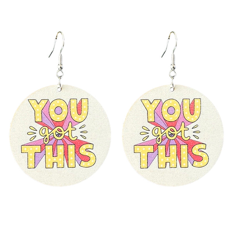 Wholesale Source Teachers Thank Zhou School for Theme Textual Wood Earrings