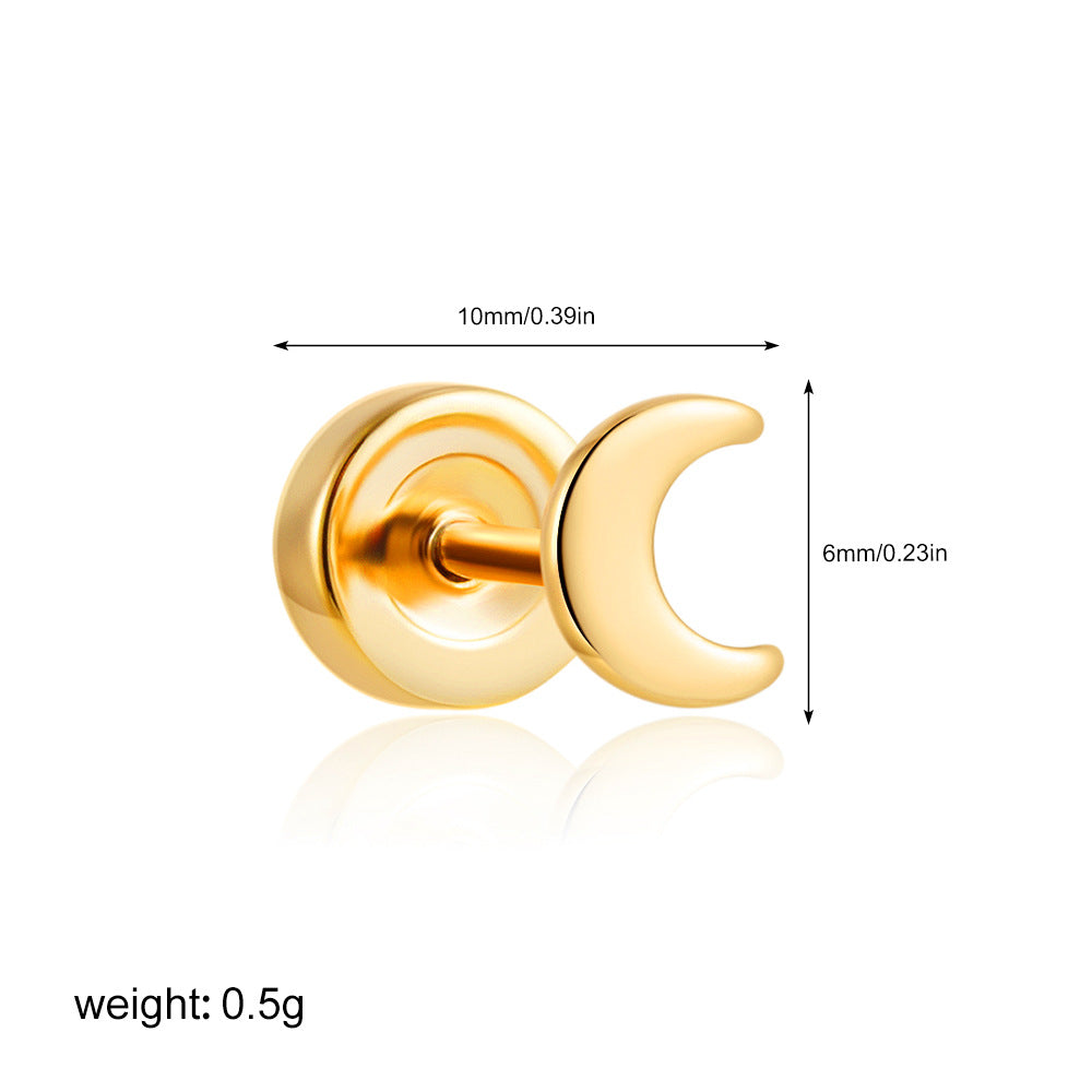 Wholesale Titanium Steel 18K Gold Minimalist Star Moon Sun Earrings Set