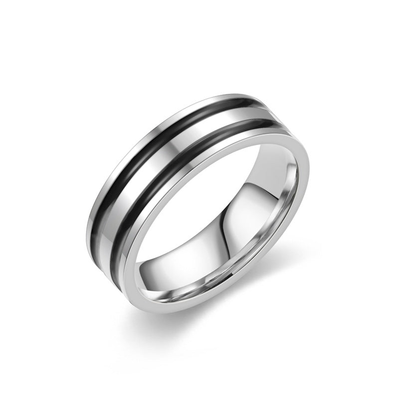 Wholesale Retro Titanium Steel Glaze Ring  Classic Men's Ring