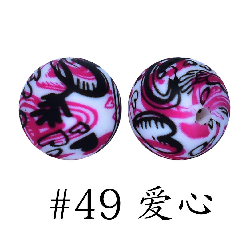 Wholesale 50pcs 15mm Love Silicone Round Beads DIY Bead Accessories ACC-BDS-HeSheng009