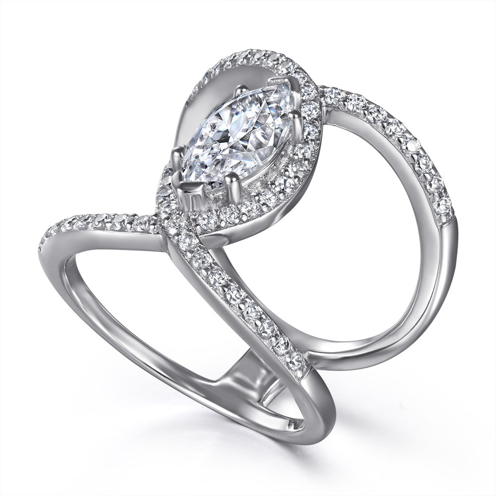 Wholesale  s925 sterling silver cross-ring girls Diamond Ring