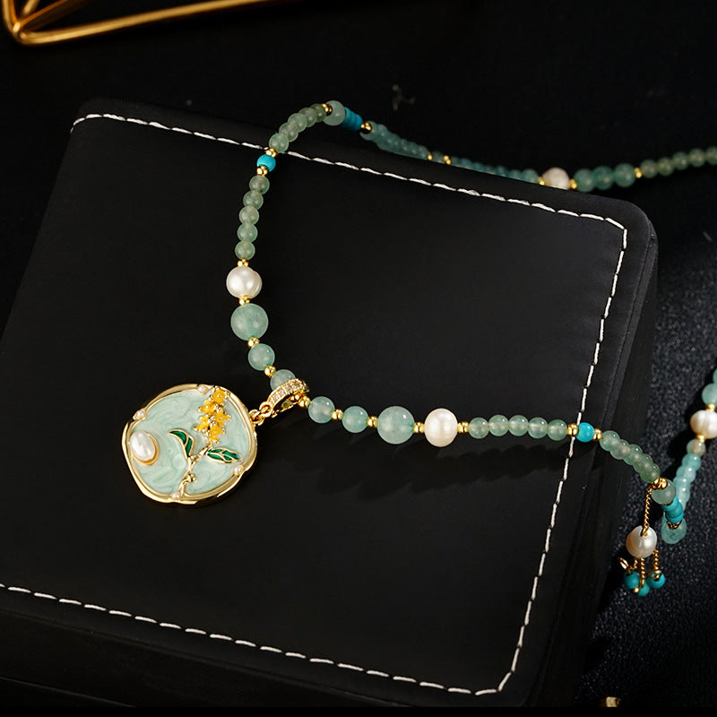 Wholesale Vintage Drop Glaze Flower Pendant Necklace