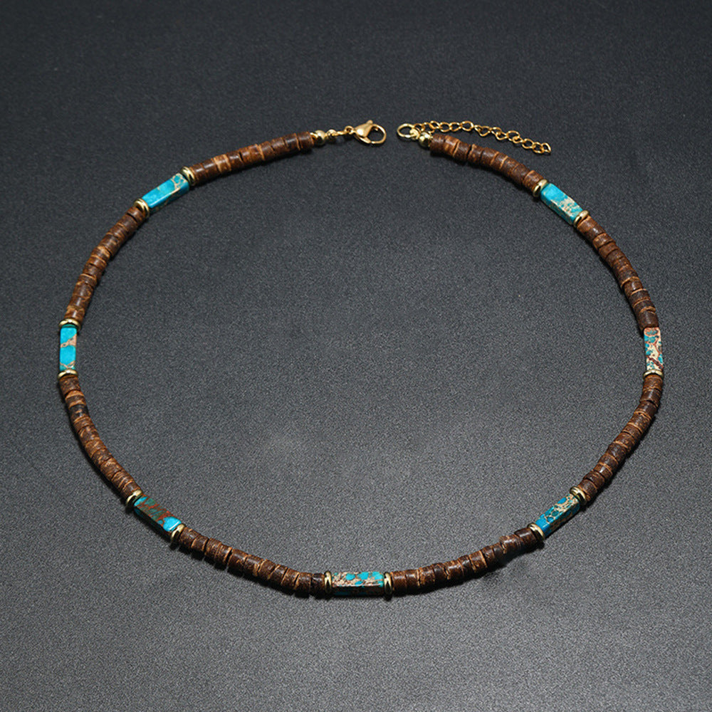 Wholesale Summer Beach Bohemian Wood Chip nut Shell Necklace