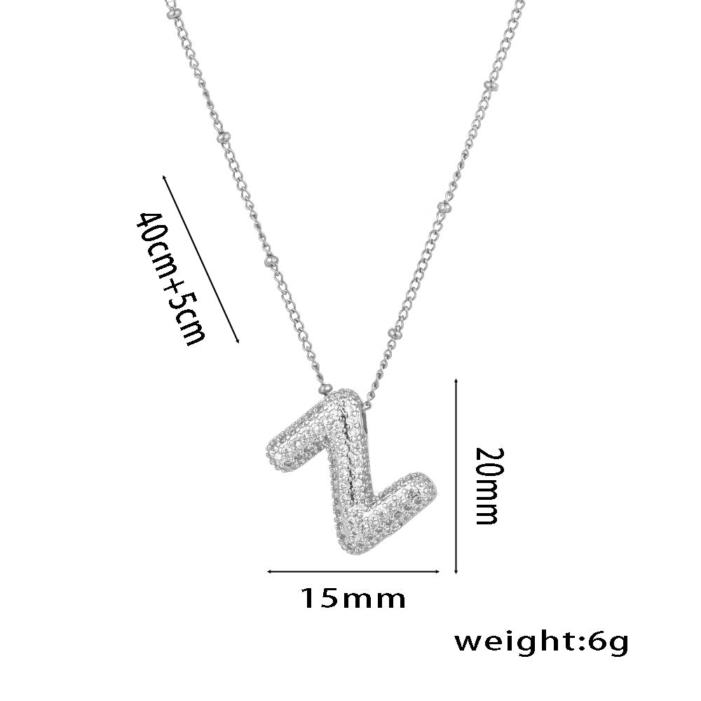 Wholesale Micro-Inlaid Zirconia Letter Pendant Necklace ACC-NE-KuCai012