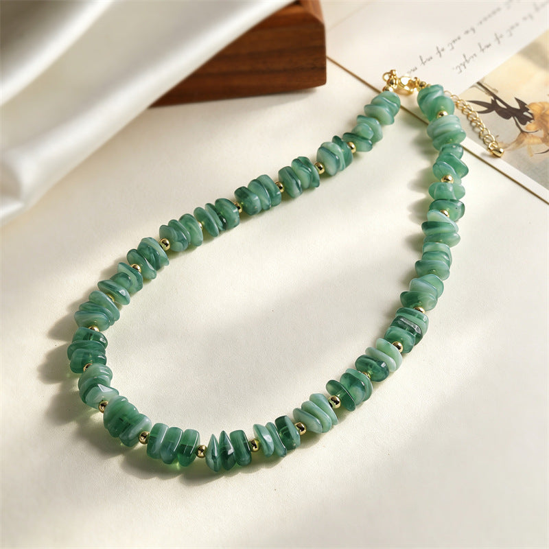 Wholesale Chic Handwoven Acrylic Bead Collarbone Necklace For Women Fashion Accessory Boutique Gift