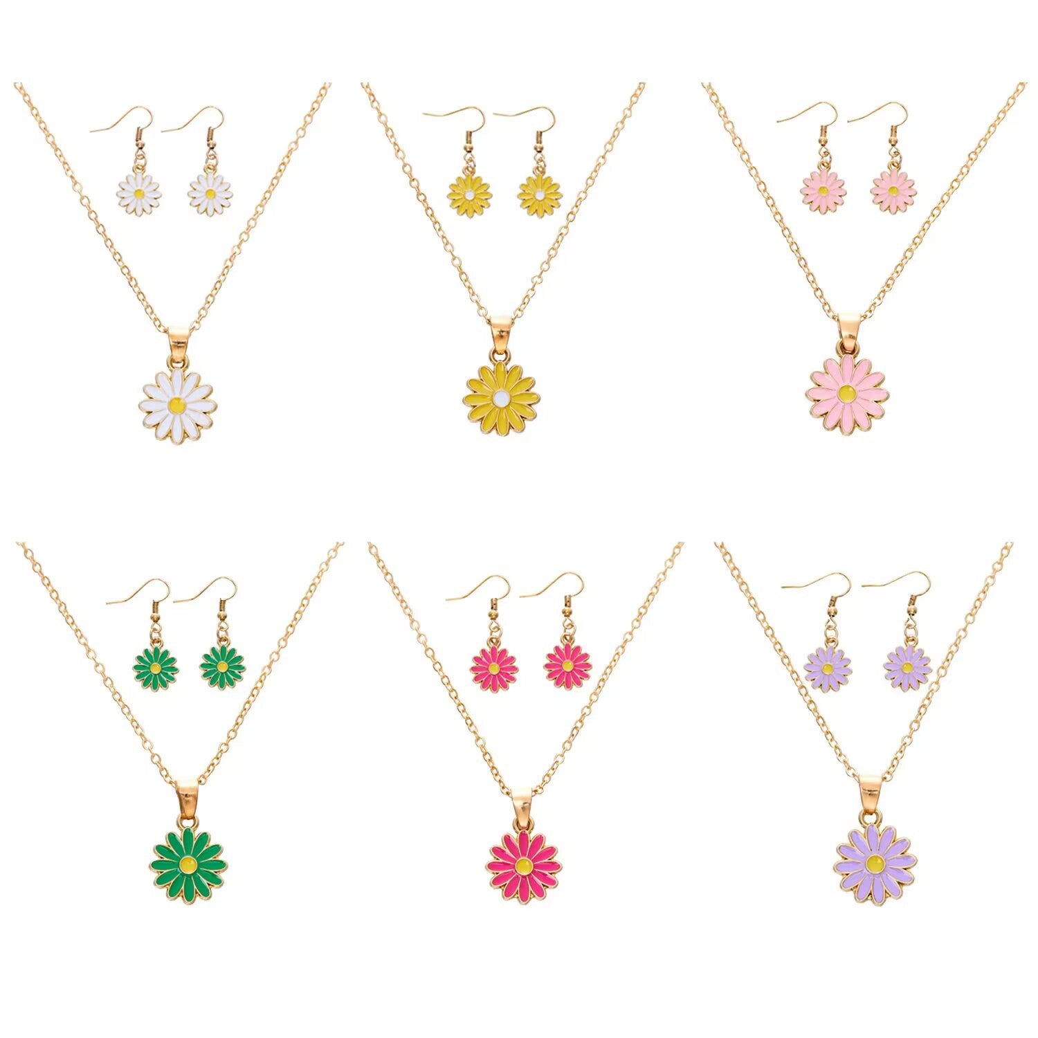 Wholesale Small Daisy Pendant Oil Drop Alloy Necklaces ACC-NE-RongYan003