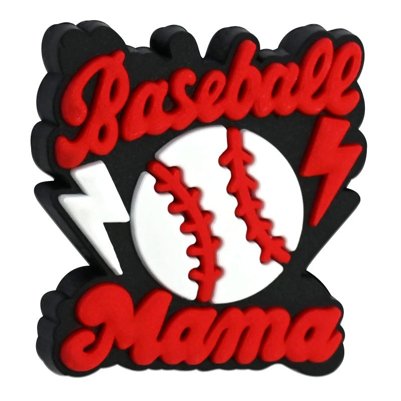 Wholesale 100pcs randomly Baseball series PVC soft rubber double-sided perforated cartoon bead ornaments