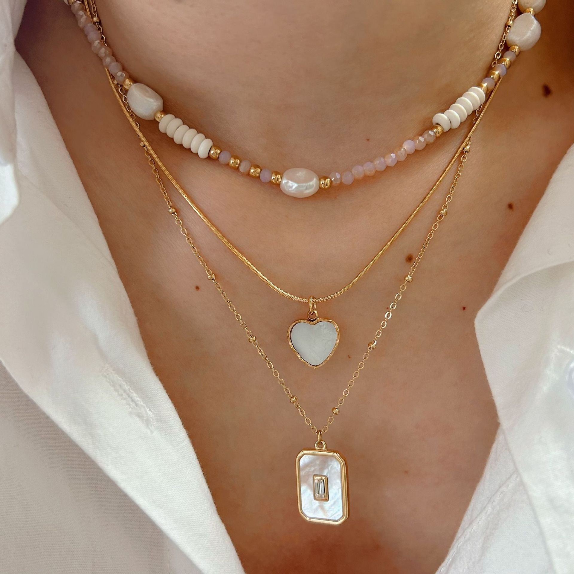 Wholesale Stainless steel white shell handmade chain