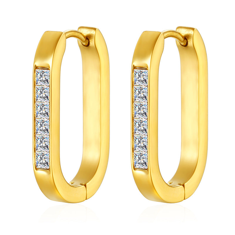 Wholesale Titanium Steel Square diamond earrings