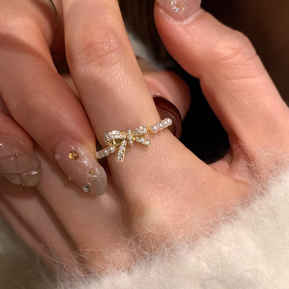 Wholesale Bow Love Dropping Glaze Ring