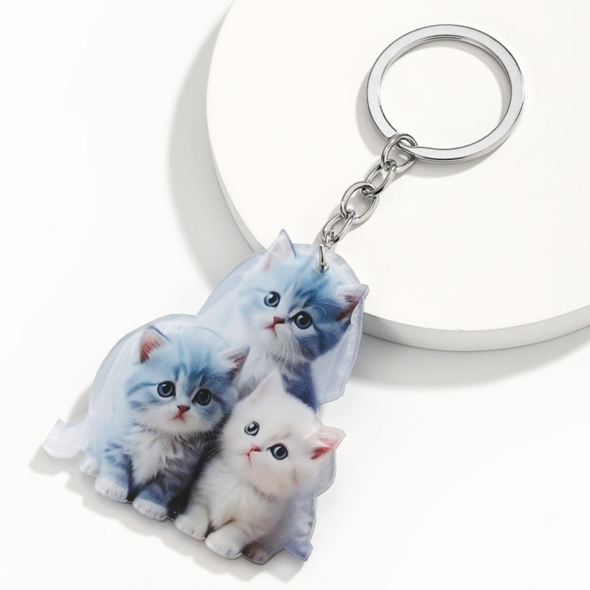 Wholesale Cute acrylic rocking chair kitten keychain