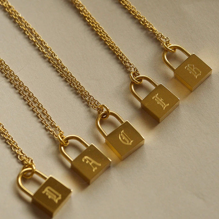 Wholesale Stainless Steel 18k Gold Plated Concentric Lock Necklace