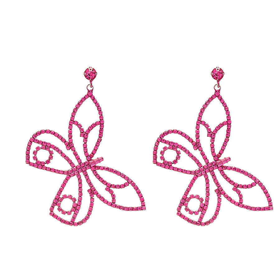 Wholesale Light luxury style diamond zircon butterfly silver needle earrings