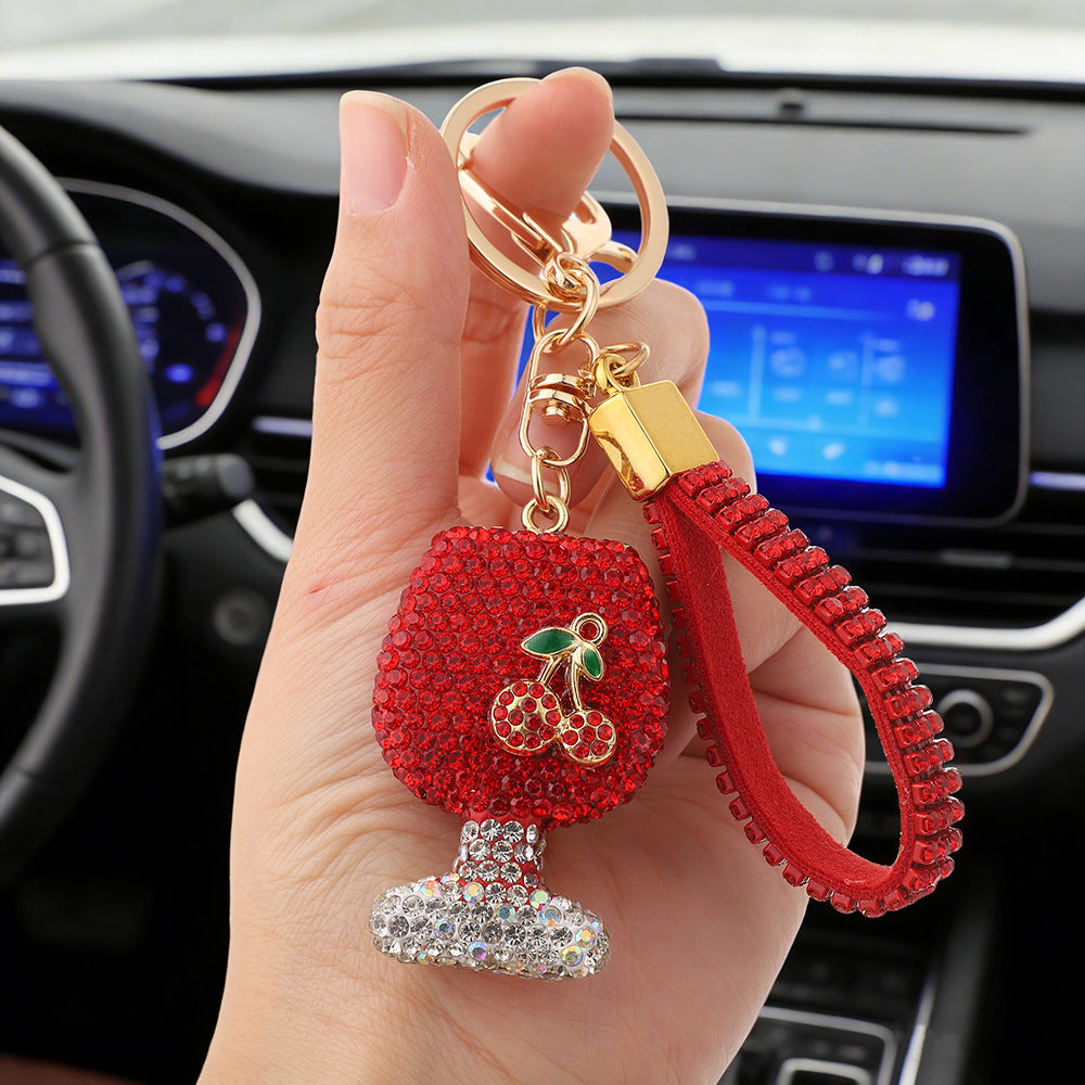 Wholesale Cross-Border Wine Glass Keychain with Diamonds,  Mini Wine Glass Car Keychain Pendant,  Creative Bag Accessories