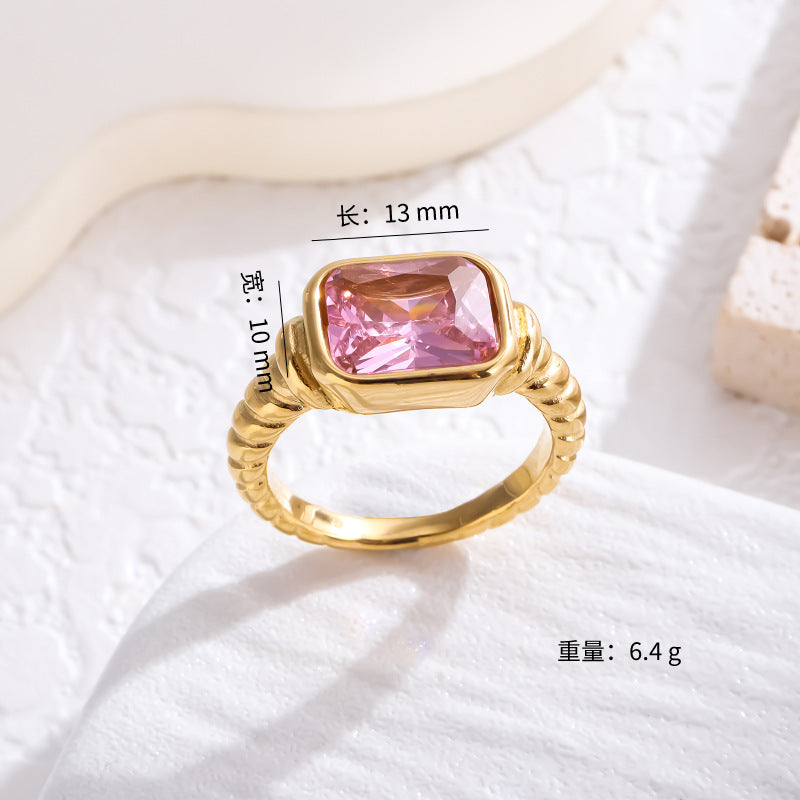 Wholesale Zircon Ring 18K Gold Plated Stainless Steel Ring ACC-RS-LR003