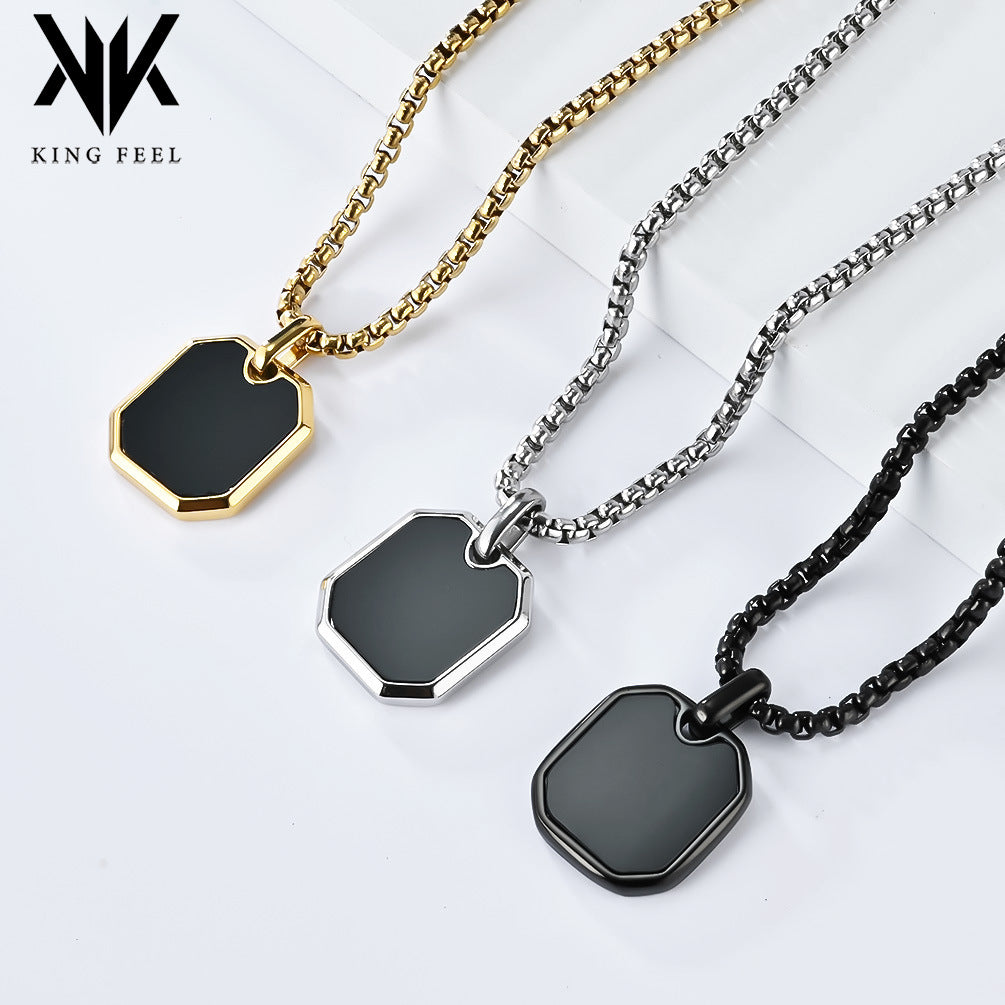 Wholesale small cube brand titanium steel necklace