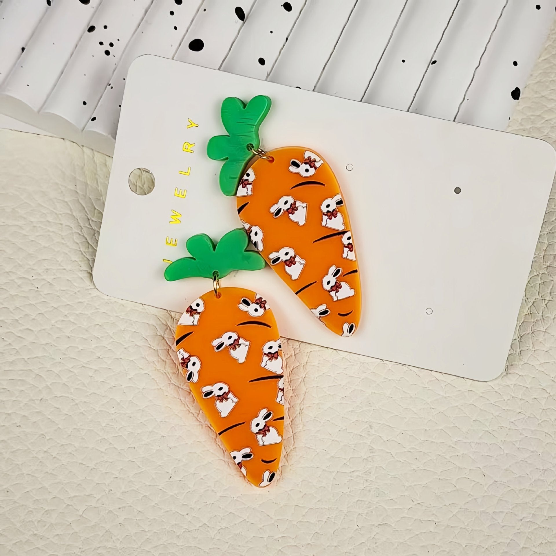 Wholesale Easter Acrylic Printed Bunny Earrings