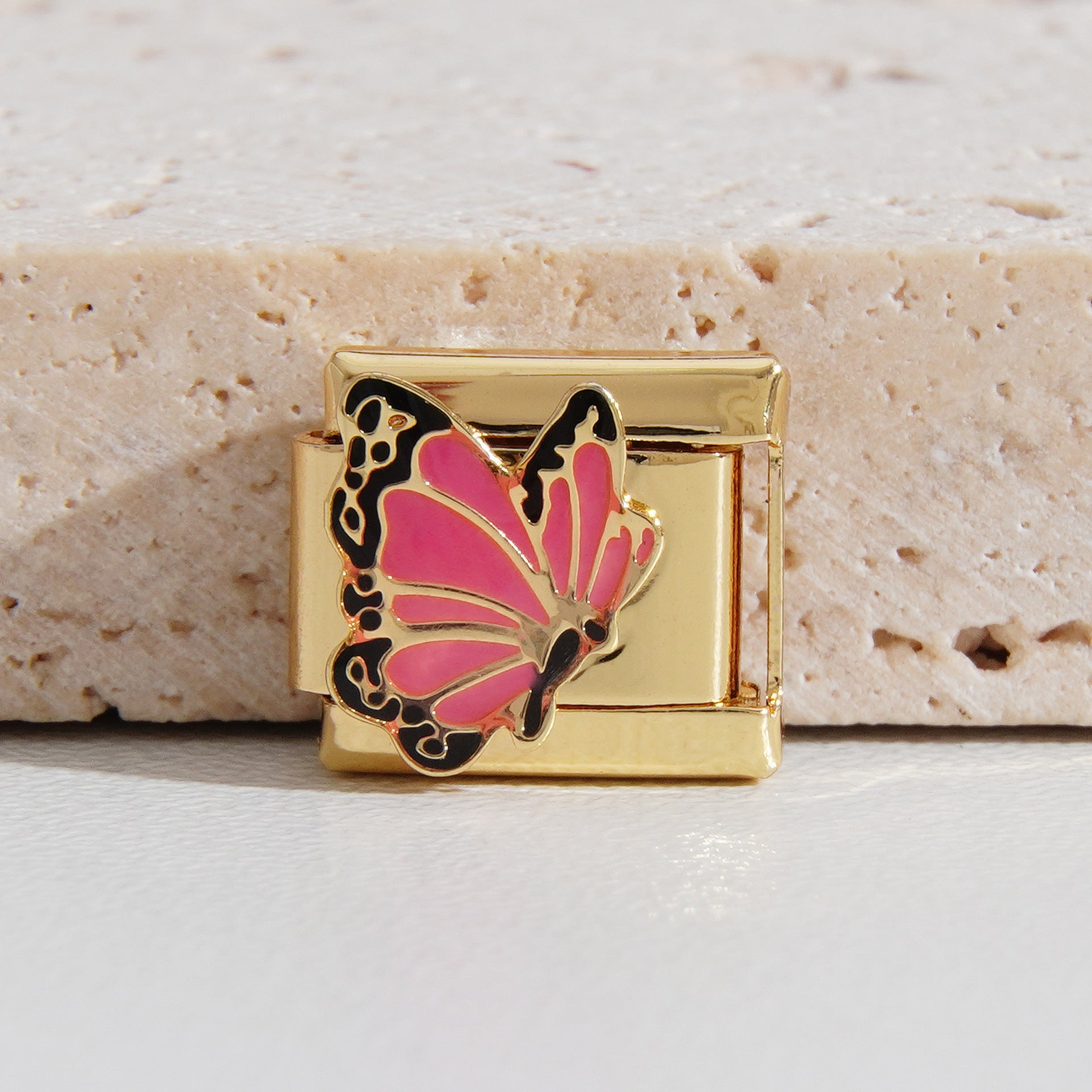 Wholesale Italian Charm Bracelet 9mm DIY Splicing Gold Butterfly Stainless Steel Composable Bracelet